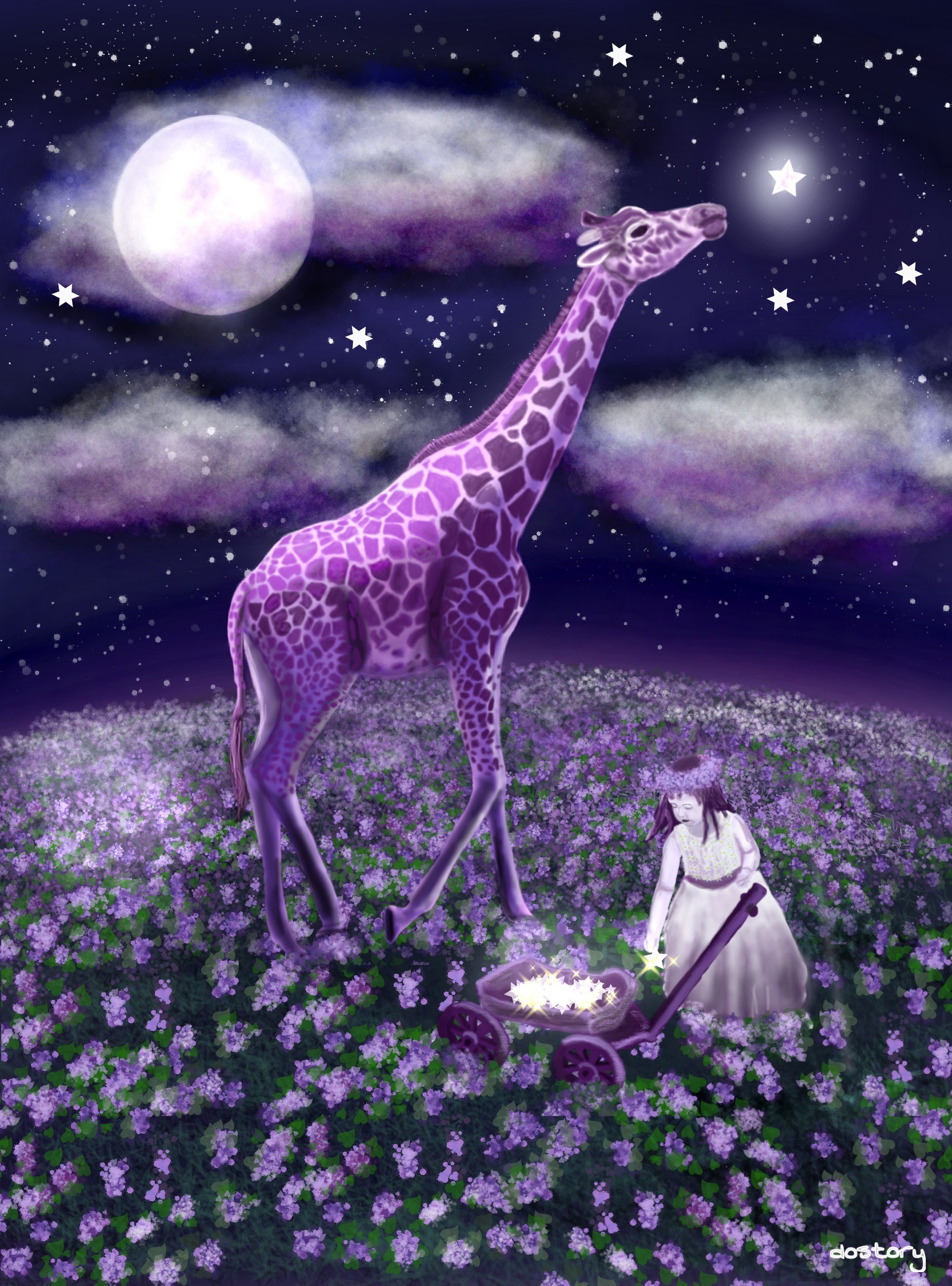 drawing digitaldrawing purple giraffe image by @dostory